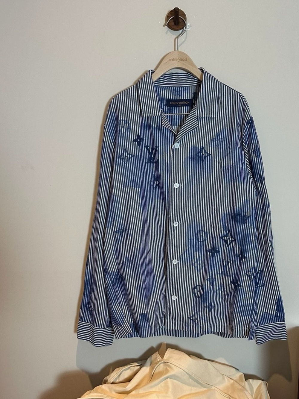 Authentic Louis Vuitton Blue & White Striped Monogram Shirt Jacket